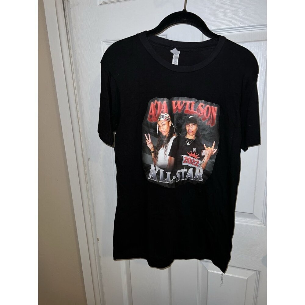 A'ja Wilson 2022 Shirt Vintage Style WNBA A'ja Wilson Shirt Black Graphic Sz M